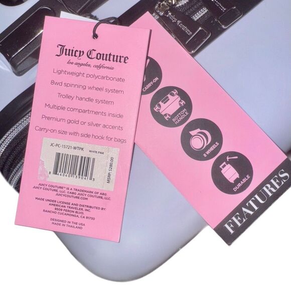 Juicy Couture Pink & White Ombre Hard Side 360 Spinner Suitcase Carry On Luggage - Picture 4 of 12